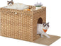 Feandrea Cat Litter Box Enclosure, Handwoven Rattan Hidden Litter Box Furniture by FeandreabySONGMICSHOME