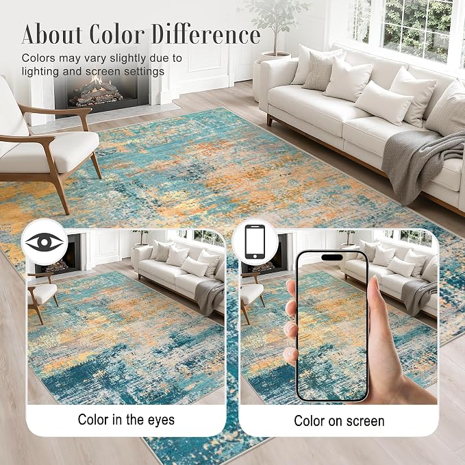 2.6x8 Washable Runner Rug：Modern Abstract Soft Carpet Rosy Haze | - Image 4