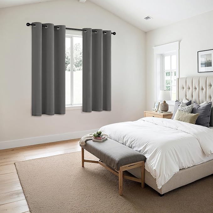 MIULEE Blackout Curtains for Bedroom 2 Panels 40 x 45 Inch Long Gray | Thermal - Image 6