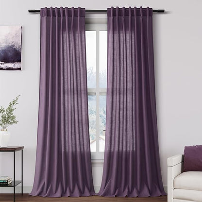 Plum Linen Curtains 108 Inches Long by Nanspring