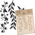 NAKLEO DIY Reusable Plastic Stencil - 30x42cm / 11.7” x 16.5” - Leaves Mini Border - Art Craft Wall Painting Pattern Template Scrapbooking Decoupage - Fabric Furniture Wood