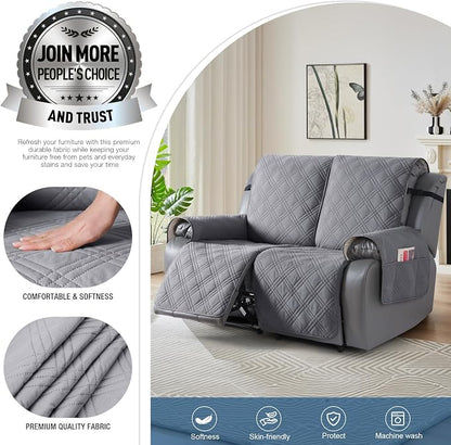 TAOCOCO 100% Waterproof Loveseat Recliner Cover, Non Slip Split Loveseat Covers - Image 2