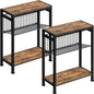 Small Side Table Set of 2 for Small Space, 3-Tier Narrow End Table by HOME