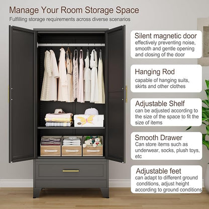 erosoei 71" H Metal Armoire Wardrobe Closet - Image 3