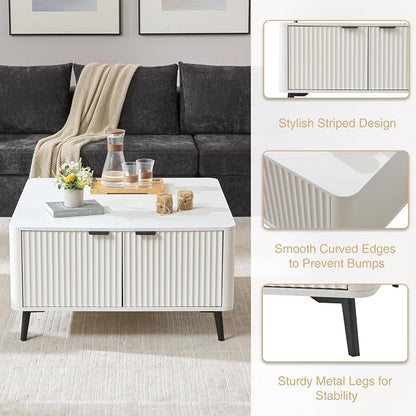 Fatmok Fluted Furniture Collection – 65" Buffet Cabinet, Mid Century Modern - Image 3