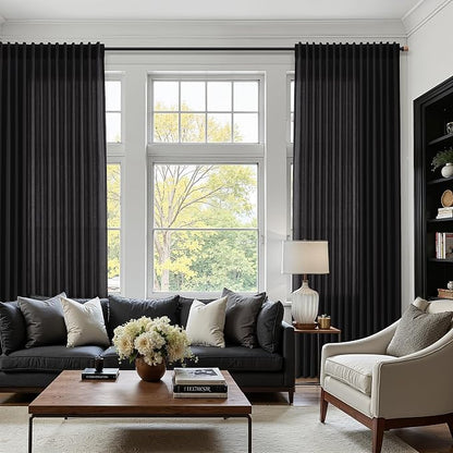 Vintage Black Linen Curtains 102 Inches Long - Image 6
