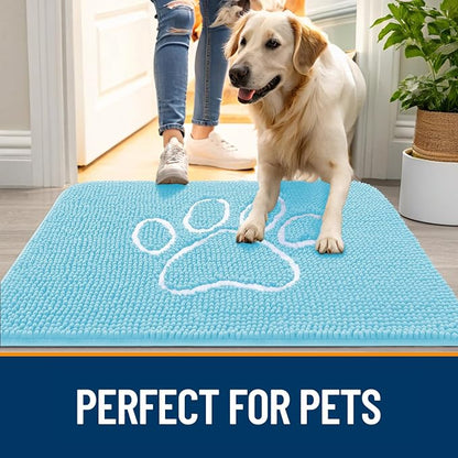 OLANLY Dog Door Mat for Muddy Paws 48x30, Paw Print Design Chenille Mud Mat | - Image 6