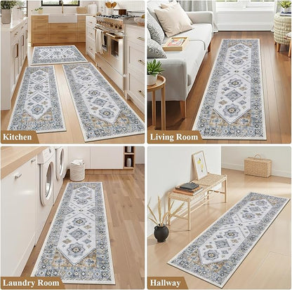HEBE Boho Kitchen Rugs Set of 3, Non Slip Washable Kitchen Mats - Image 6