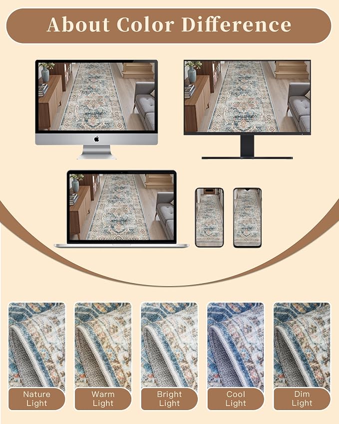 Madane Washable Runner Rugs 2x10 Long - Image 9