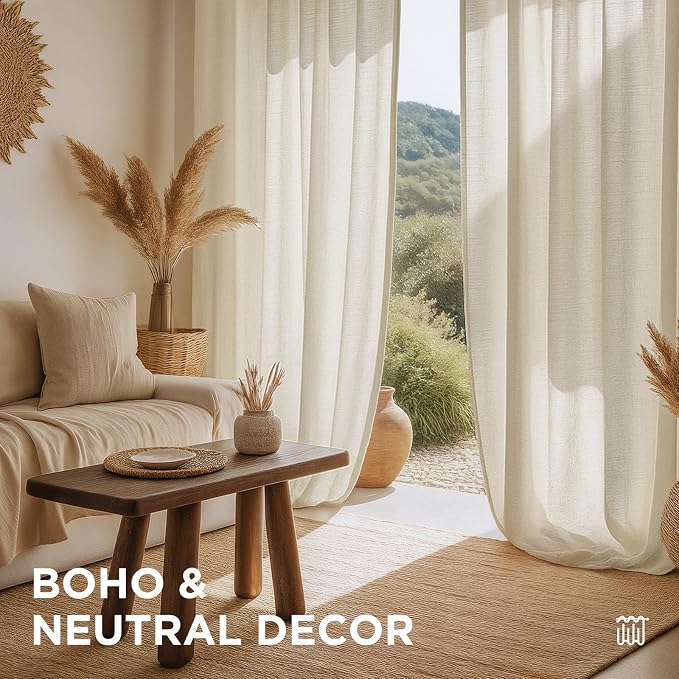 Joydeco Linen Curtains 120 inch Length 2 Panel Set, Light Filtering Curtain - Image 7
