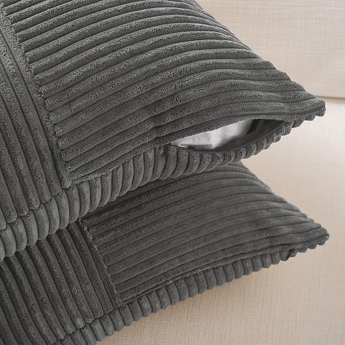 Fancy Homi 2 Packs Dark Gray Long Lumbar Decorative Throw Pillow Covers 16x24 - Image 4