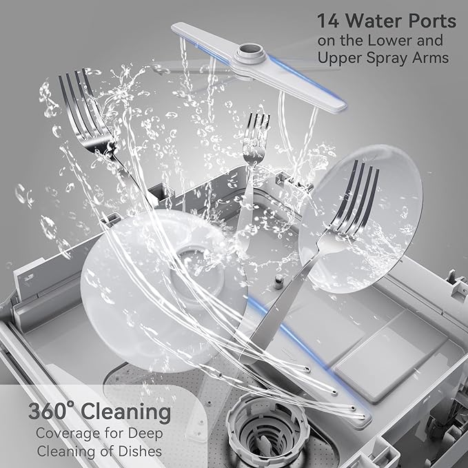 Hermitlux Countertop Dishwasher, 5 Washing Programs Portable Dishwasher With 5-Liter Built-in Water Tank For Glass Door