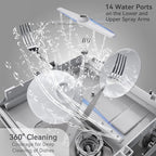 Hermitlux Countertop Dishwasher, 5 Washing Programs Portable Dishwasher With 5-Liter Built-in Water Tank For Glass Door