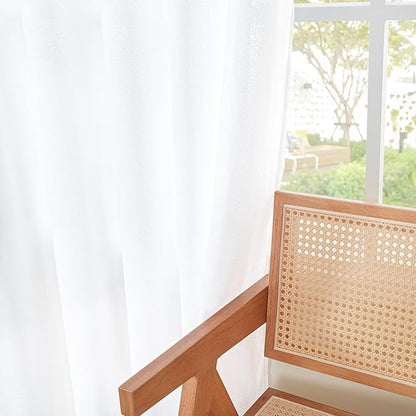 YoungsTex White Linen Semi Sheer Curtains 42 X 63 Inch Length 2 Panels | Light - Image 7