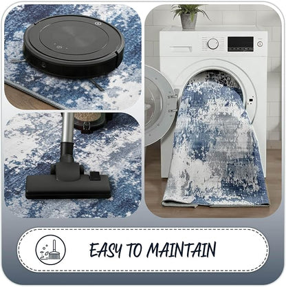 Blue Washable Rug 6x9 Area Rugs - Image 8