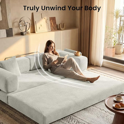 78.8" Convertible Sofa Bed, Corduroy Futon Couch - Image 5