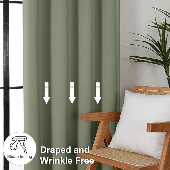 Simplebrand Ava Sage Green Short Blackout Curtains - Image 7
