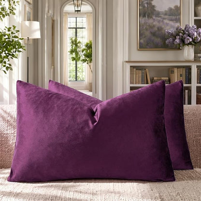 GIGIZAZA Velvet Pillow Covers 12x20 Decorative Pillows Pack of 2 Purple | Throw by GIGIZAZAFocusingonhomedecoration