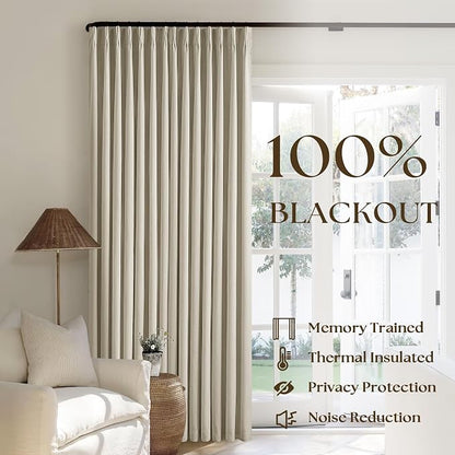 Burlywood Birch 100% Blackout Pinch Pleated Linen Curtains 92 Inches Long | - Image 6