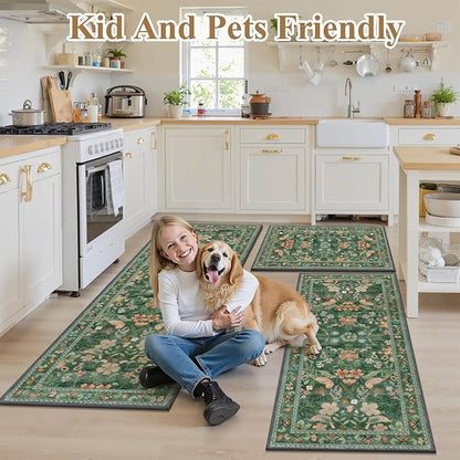 HEBE Boho Kitchen Rugs Set of 3, Non Slip Washable Kitchen Mats - Image 8