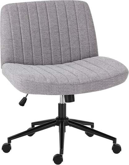 OLIXIS Criss Cross Chair with Wheels Wide Cross Legged Office Desk Vanity Chair by OLIXIS