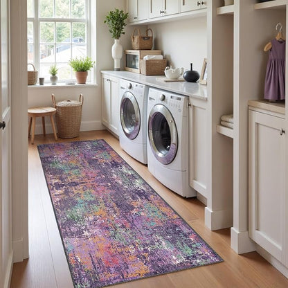 RELEANY Washable Runner 2'x6' Abstract Area Rug - Image 3