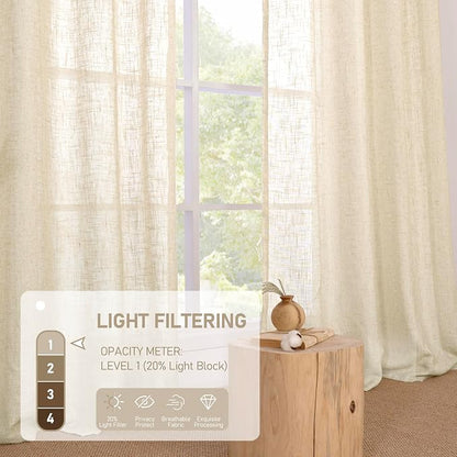 Semi Sheer Linen Curtains 80 Inch Length - Image 4