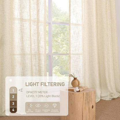 Beige Short Linen Curtains 54 Inch Length - Image 4