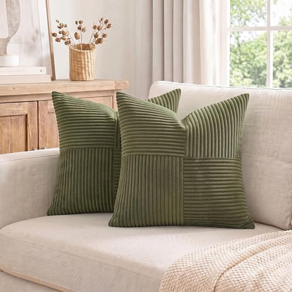 Fancy Homi 2 Packs Olive Green Decorative Throw Pillow Covers 16x16 Inch - Image 7