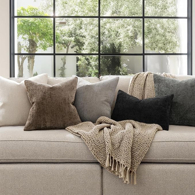 MIULEE Decorative Couch Throw Pillow Covers 22x22 Inch Brown 2 Pack | Modern - Image 3