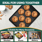 P&P CHEF Baking Oven Sheet Pan with Rack for Cookie, Nonstick Oven Tray and Cooling Rack for Baking & Roasting, Easy Clean, Black, 12.4 x 9.7 Inch