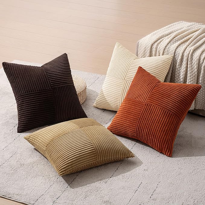 MIULEE Brown Beige Throw Pillow Covers 20x20 Inch Set of 4 Boho Farmhouse - Image 7