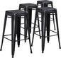 Flash Furniture Kai Commercial Grade 4 Pack 30" High Backless Distressed Black by FlashFurniture