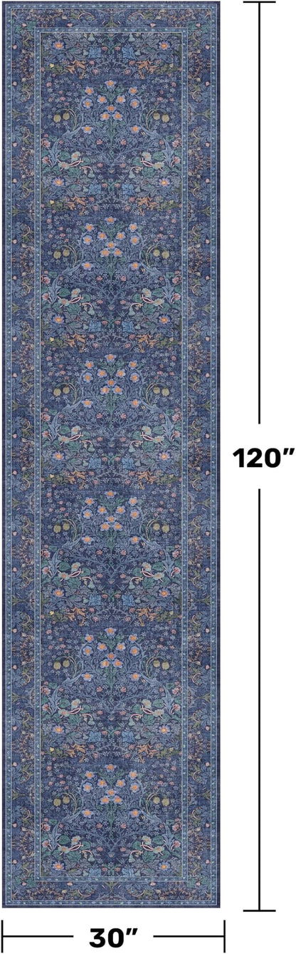 Dark Blue 2'6" x 10' Long Runner Rugs - Image 2