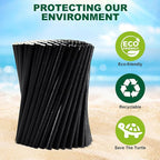 5.75 inch 8mm Wide Short Black Paper Drinking Straws Disposable for Lowball Glasses, Blended Cocktails, Margaritas, Bars, Restaurants - Unwrapped [250 Counts]
