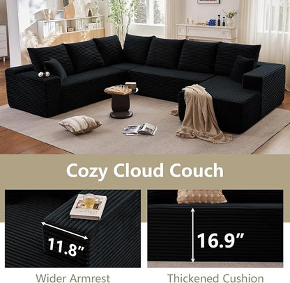 Cloud Sectional Couch with L-Shape Chaise, Modern Modular Comfy Sofa with Deep - Image 8