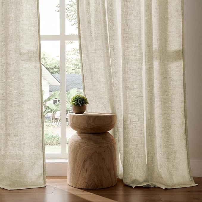 Joydeco Linen Curtains 90 Inch Length 2 Panel Sets, Light Filtering Curtains - Image 5