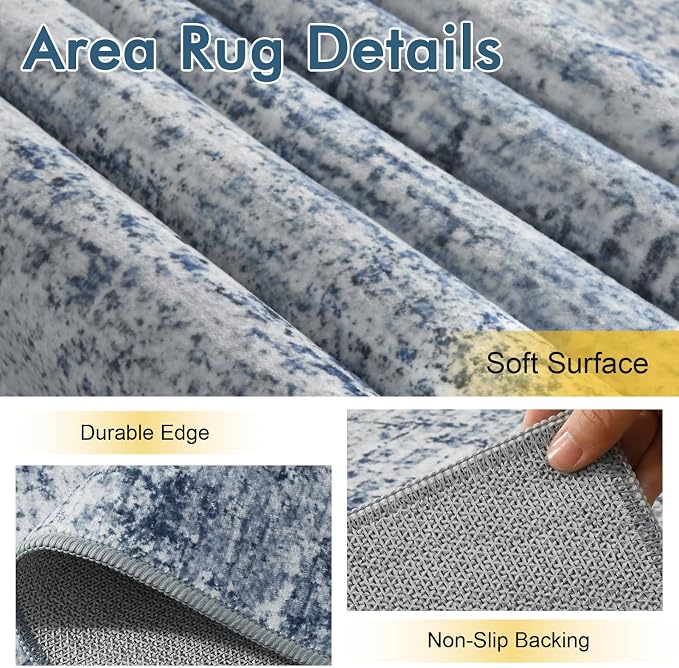 6Ft Round Area Rugs for Living Room, Soft Non-Slip Washable Rugs Modern - Image 6