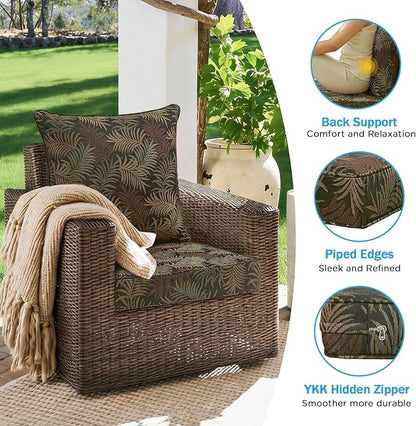 Outdoor Deep Seat & Back Cushion Set, 24 x 24 Inch Water Repellent and Fade - Image 5
