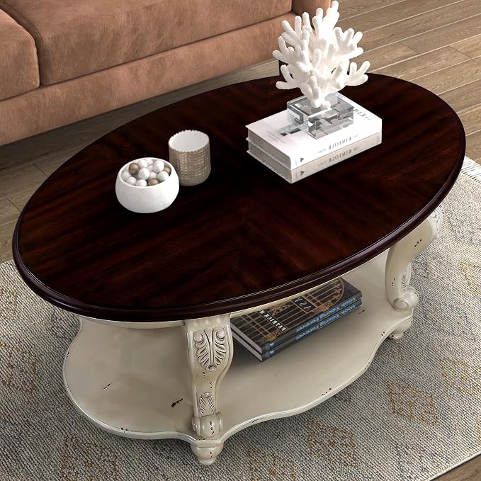 3-Piece Traditional Solid Wood Table Set, Vintage Table Set of 3 Includes 1 - Image 4