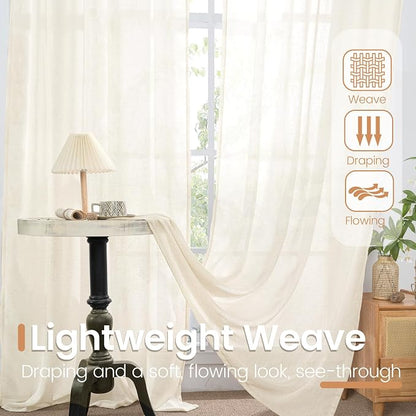 BGment Ivory Linen Curtains 63 Inches Long - Image 4