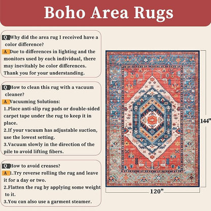 SERISSA 10x12 Washable Non Slip Boho Area Rug - Image 6