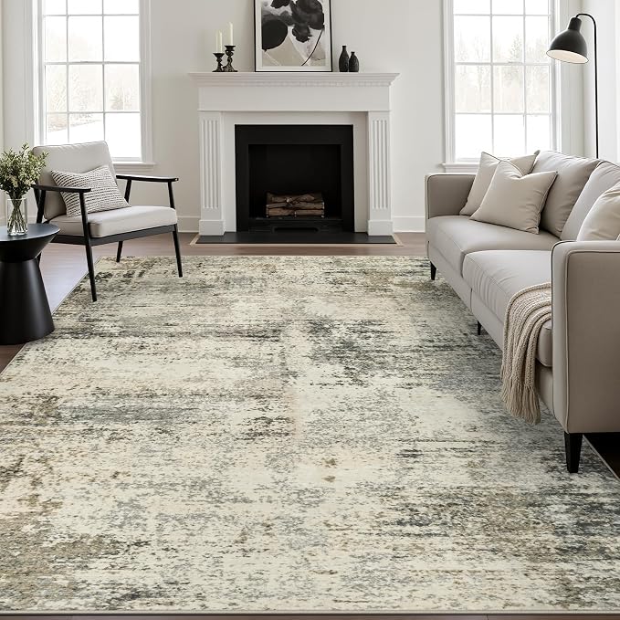 Area Rug Living Room: 6x6 Modern Washable Soft Carpet Ash Brown | by FXRHLP