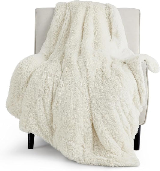 Bedsure GentleSoft Fuzzy Sherpa Faux Fur Twin Blanket Cream Cozy Gifts by Unknown