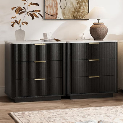 Fluted Nightstand Set of 2 by CASSORA