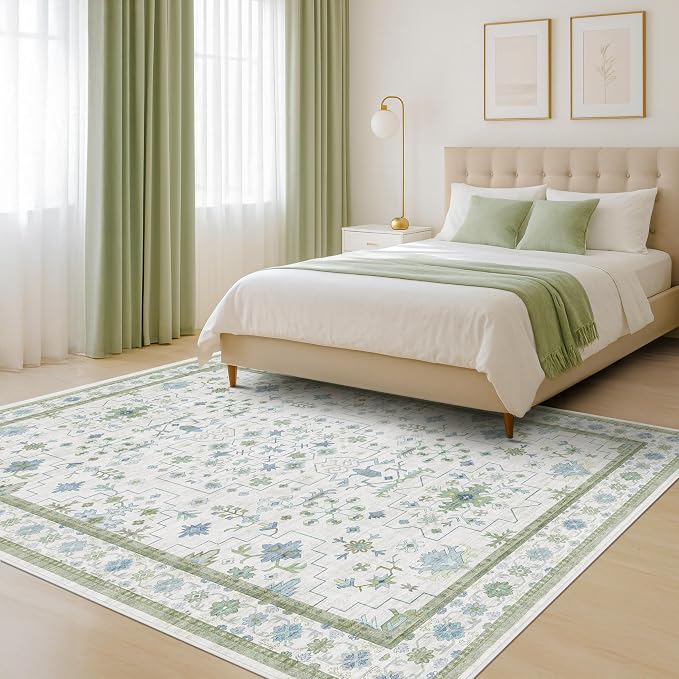 Green and Blue Kids Rugs for Bedroom 5x8 by HazoHaus