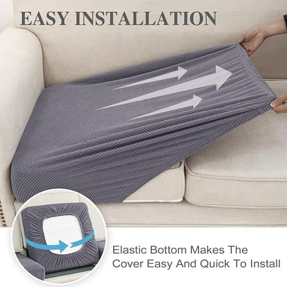 LA MEACK Couch Cushion Cover Seat Cushion Cover Stretch Armchair Cover Separate - Image 5
