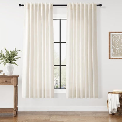 Modern Linen Curtains 63 Inch Length by Nanspring