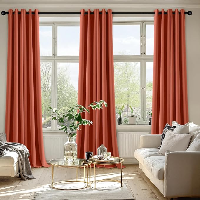 MIULEE Fall Blackout Curtains for Bedroom 2 Panel 40"x90" Long Burnt Orange | - Image 6