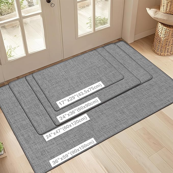 Ultra Thin Indoor Door Mat 24"x47", Non Slip Doormats, Rubber Backing, - Image 2